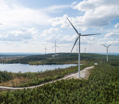 Solbergin tuulivoimapuisto Pohjois-Ruotsissa